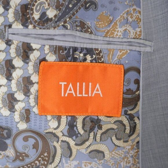 Tallia Wool Gray Sharkskin Peak Lapel 2 Button Blazer 40R /‎ Slim 42R - Picture 8 of 13